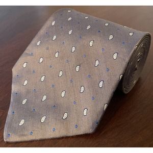 Mark Pendleton Hand Made 100% Silk Men’s Neck Tie Gray With Blue Dots